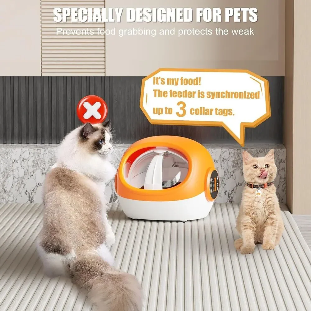 Automatic RFID Cat Feeder with Collar Sensor, Timed Auto Pet Feeder Wet & Dry Fd